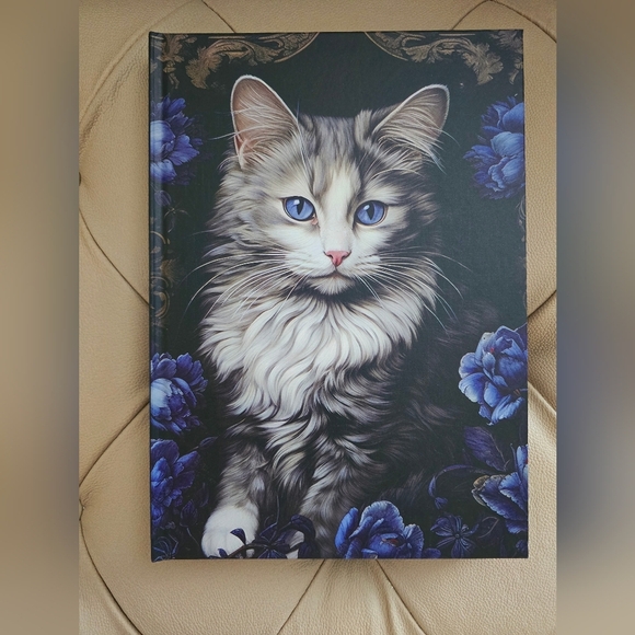 Notebook Large Cat 3d Blue Black Plain - Picture 1 of 3